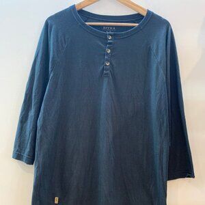 Sitka Three Quarter Sleeve Henley Tee Shirt Navy Blue - Men's Size Large